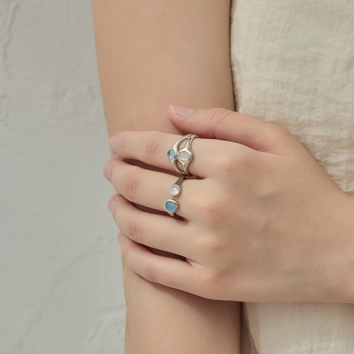 Japanese And Korean Streamer Wave Moon Shadow Single Layer Double-layer Ring French Exquisite Niche