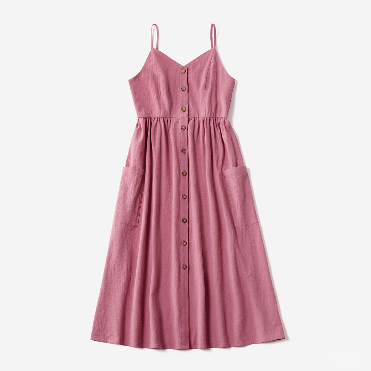 Pure Color Sling Dress Mother And Daughter Parent-child Wear