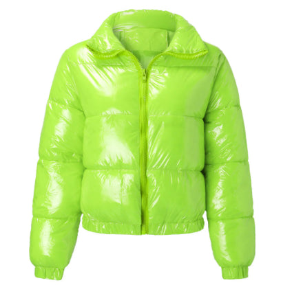 Bright Metallic Short Women's Cotton-padded Jacket