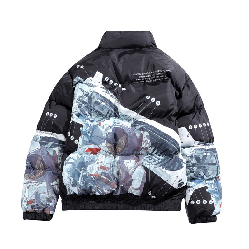 Astronaut print padded jacket