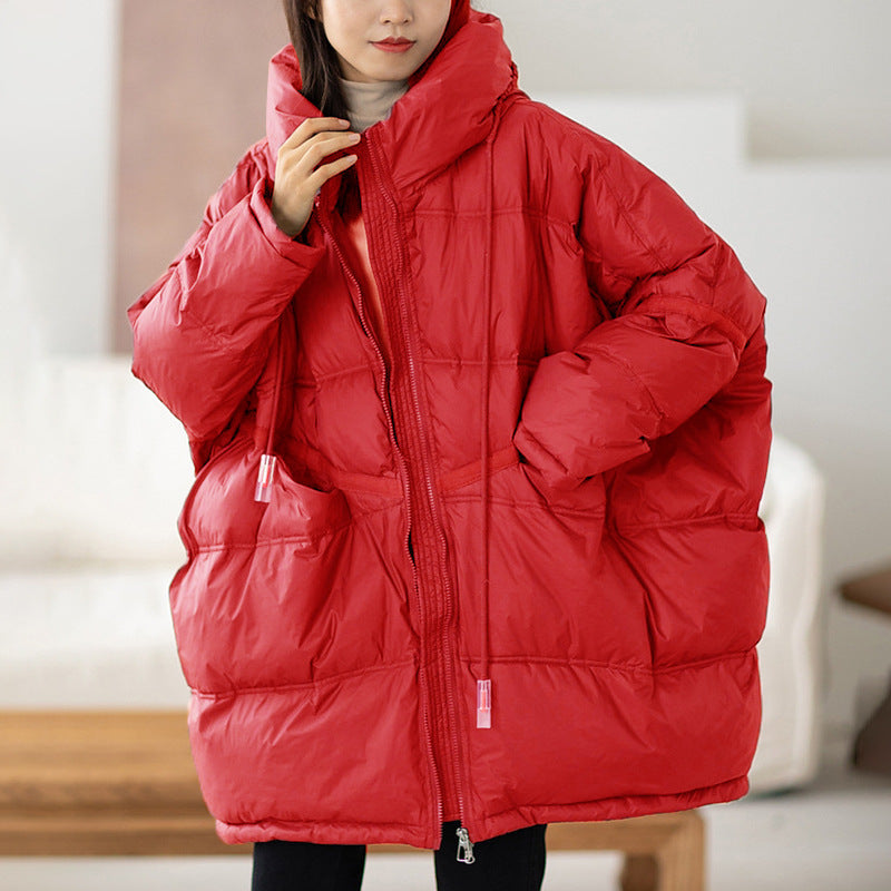Women's Versatile Down Jacket with Drawstring Hood