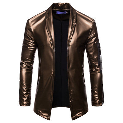 Youth Fitted PU Leather Motorcycle Jacket - Four-Season Biker Jacket with Knit Sleeves & Zipper Closure