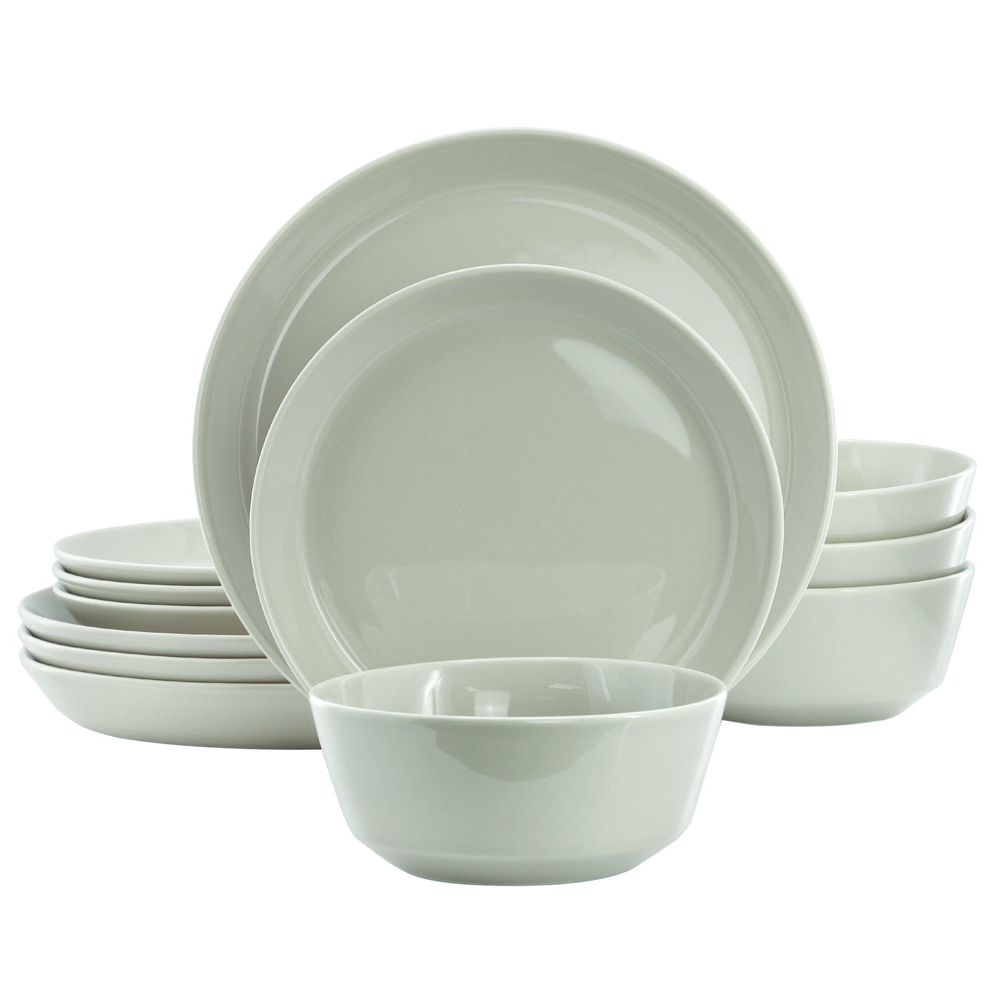 Gibson Elite Sunlit Mist 12 Piece Round Stoneware Dinnerware Set in Green