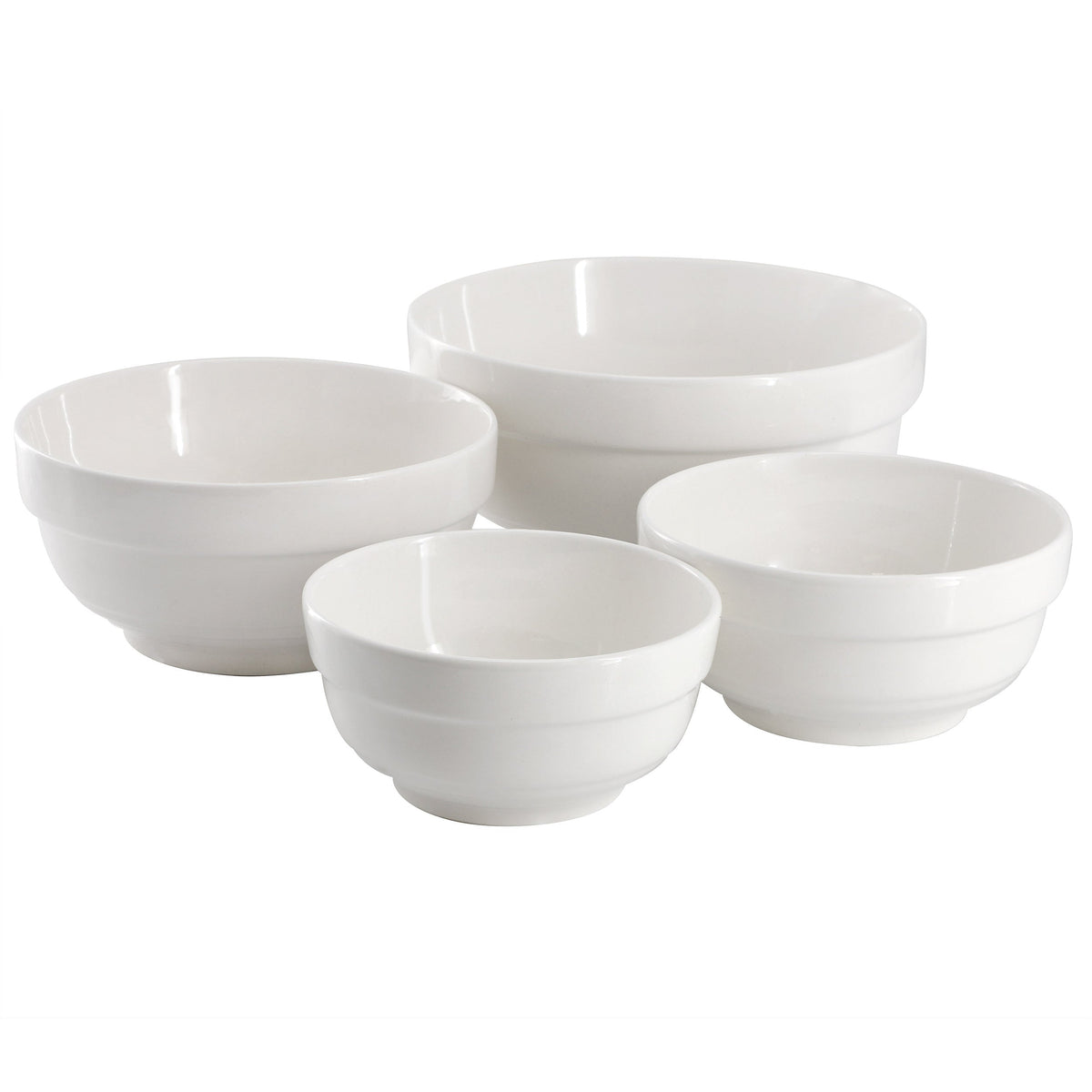 Gibson Home Great Essentials 4 Piece Fine Ceramic Serving Bowl Set in White