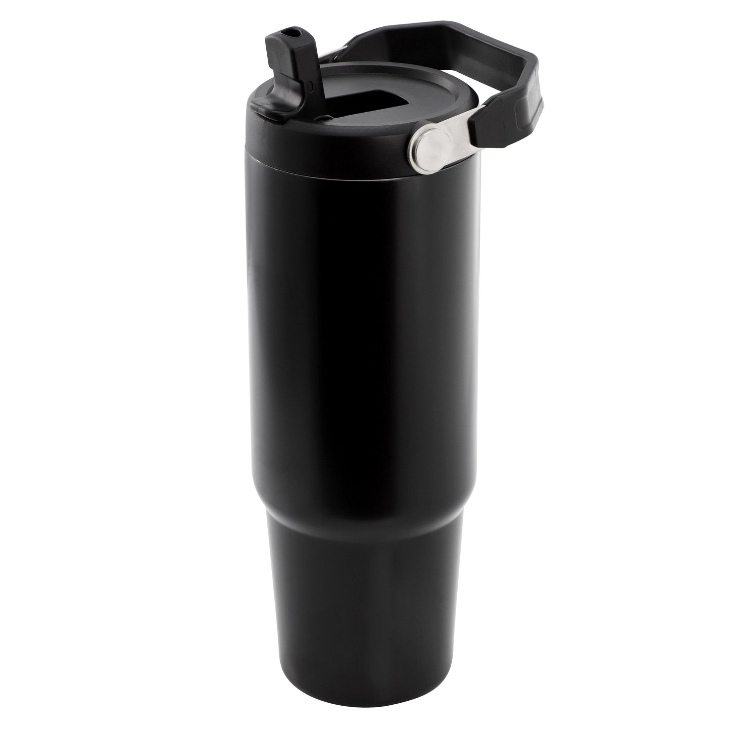 Gibson Home 29oz Marina Stainless Steel Thermal Tumbler with Top Handle and Folding Straw in Black