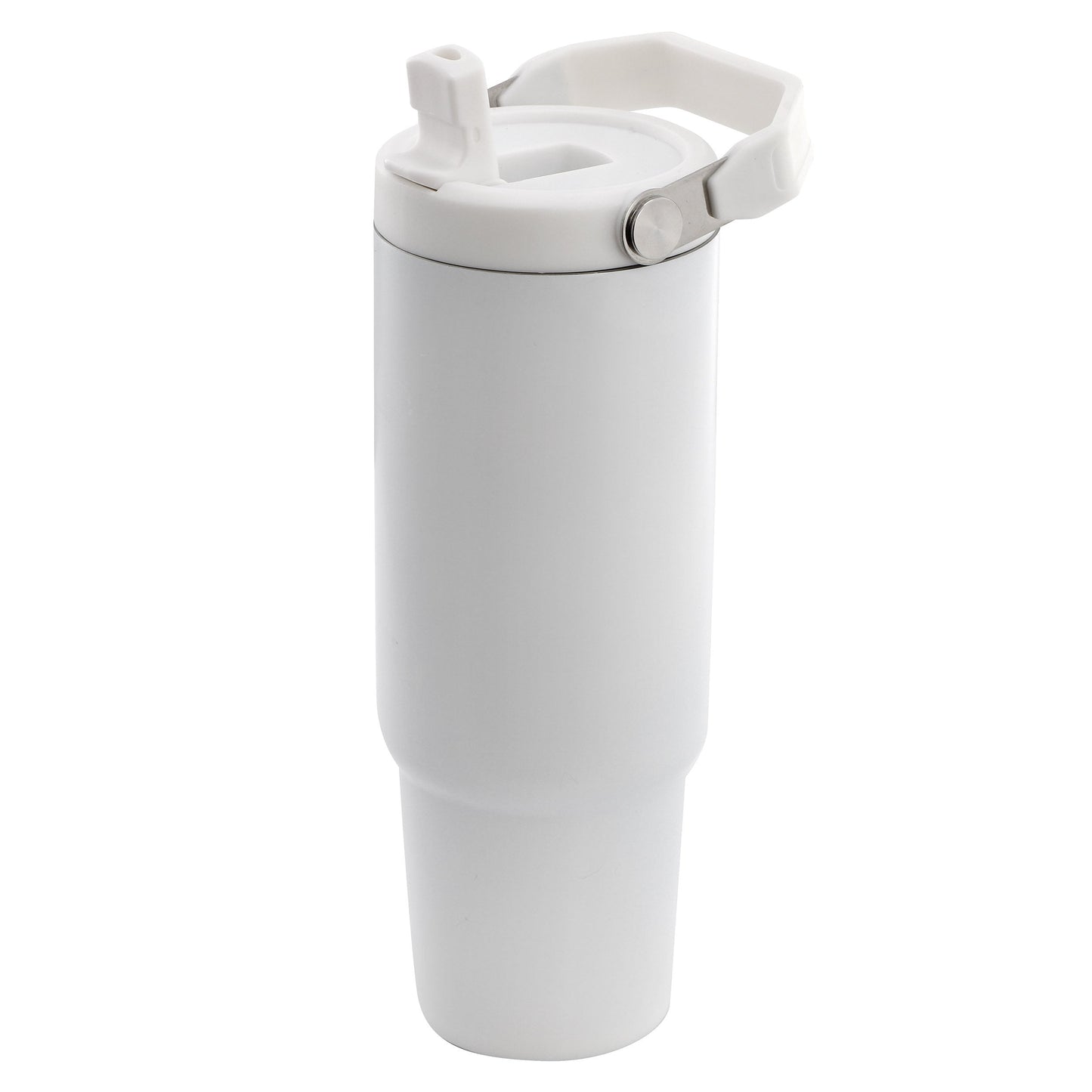 Gibson Home 29oz Marina Stainless Steel Thermal Tumbler with Top Handle and Folding Straw in White