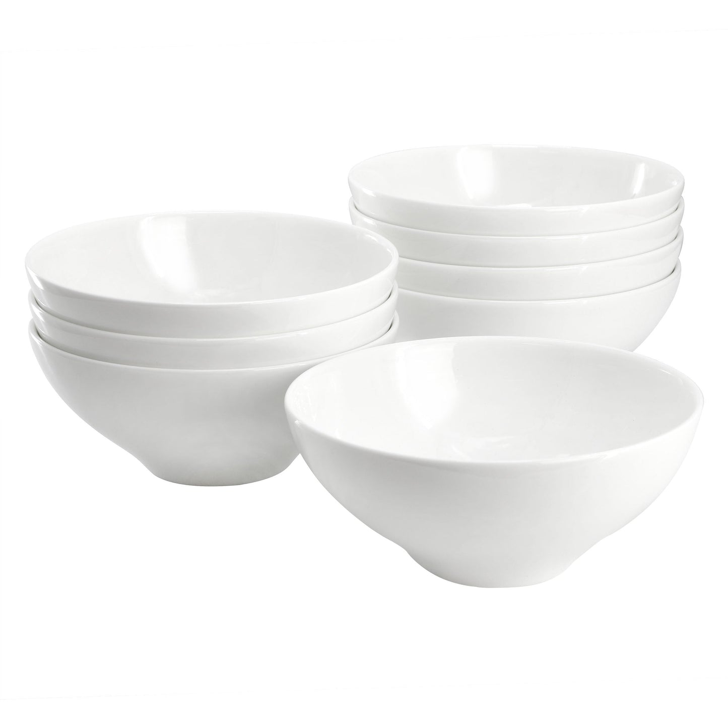Gibson Elite White Peninsula 8 Piece 6.5 Inch Bone China Cereal Bowl Set in White