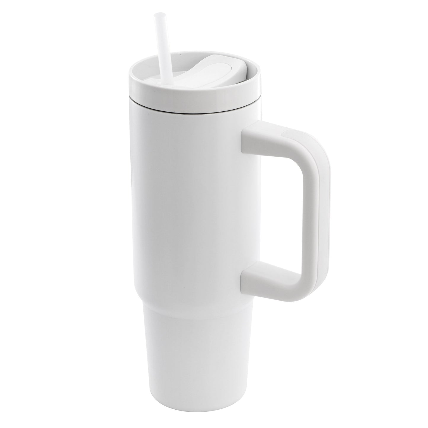 Gibson Home 29oz Marina Stainless Steel Thermal Tumbler with Side Handle and Straw in White