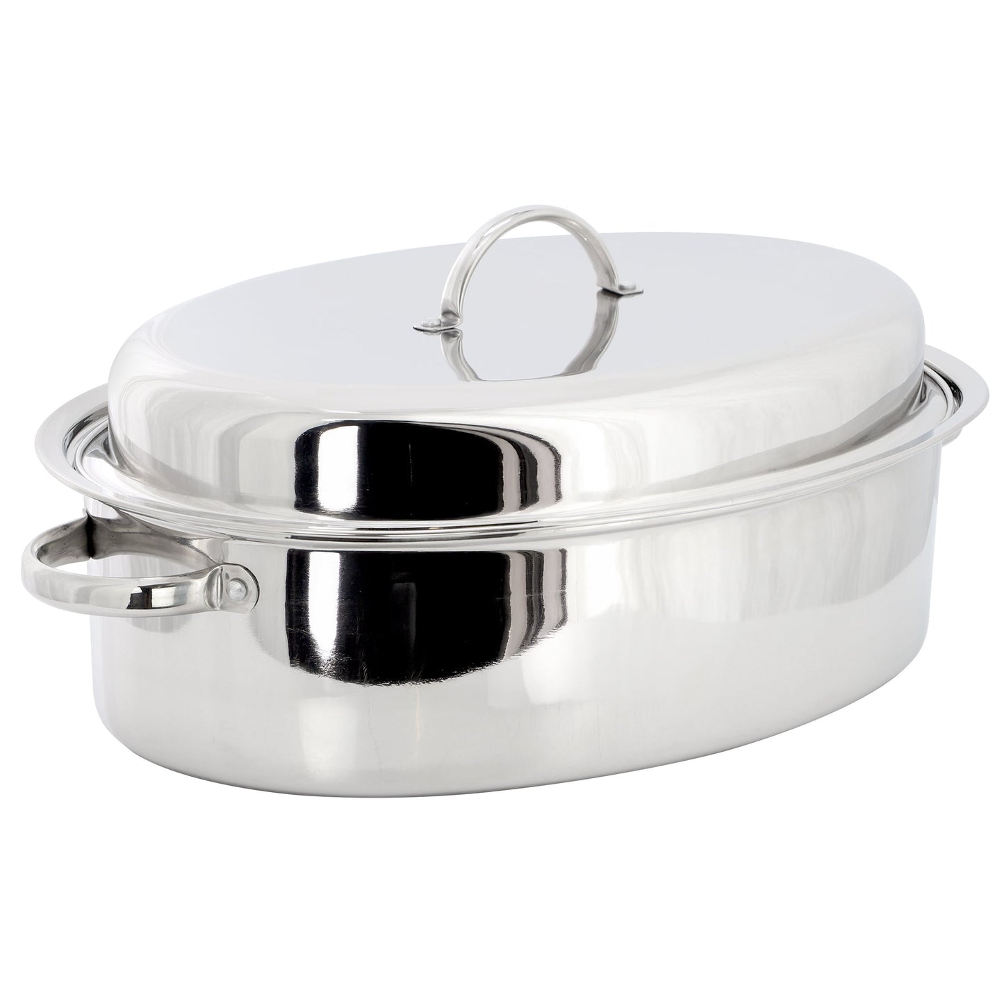 Gibson Home Johnstown 18 Inch Oval Stainless Steel Roaster Pan with Lid