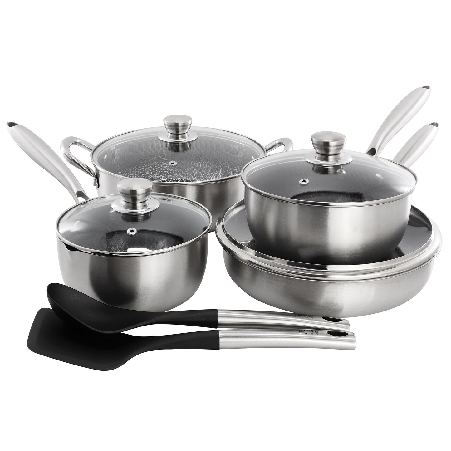 Gibson Home Elsenborn 10 Piece Hybrid Nonstick Stainless Steel Cookware Set
