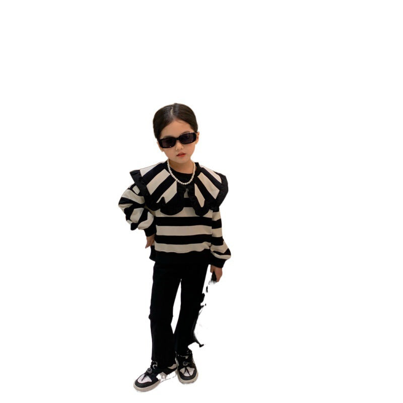 Mother And Daughter Long-sleeved Striped Sweater Two-piece Parent-child Suit