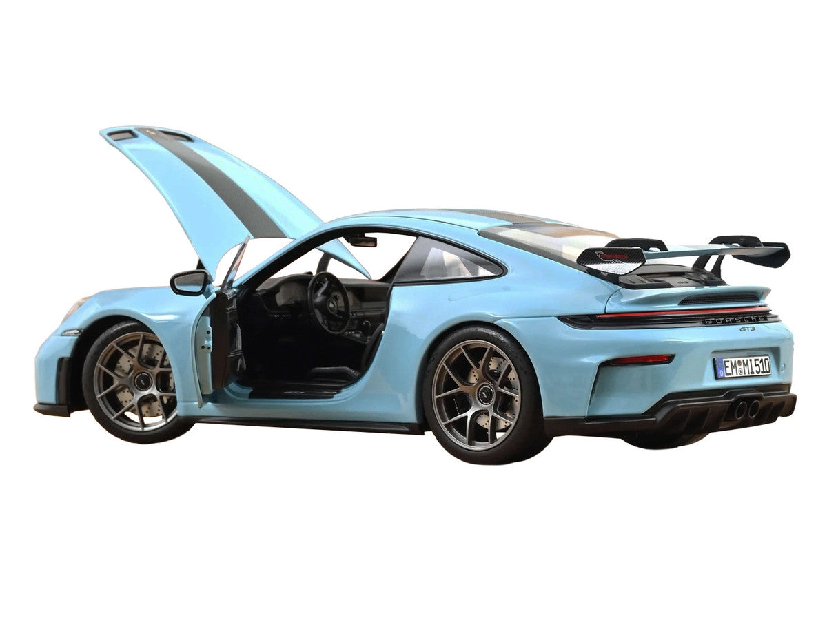 2025 Porsche 911 GT3 with Weissach Pack Gulf Blue with Carbon Stripe 1/18 Diecast Model Car by Norev