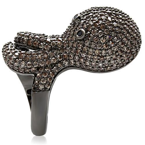 1W080 - Ruthenium Brass Ring with AAA Grade CZ in Multi Color
