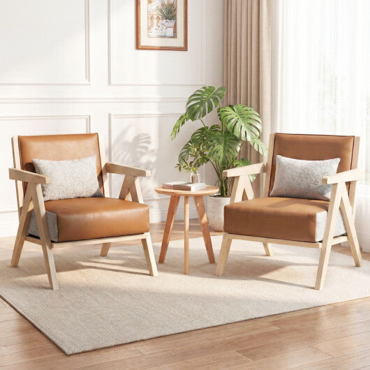 3 Pieces Living Room Furniture Set with Rubber Wood Frame-Gray