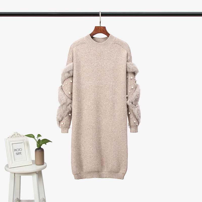 Medium length knitted dress for women