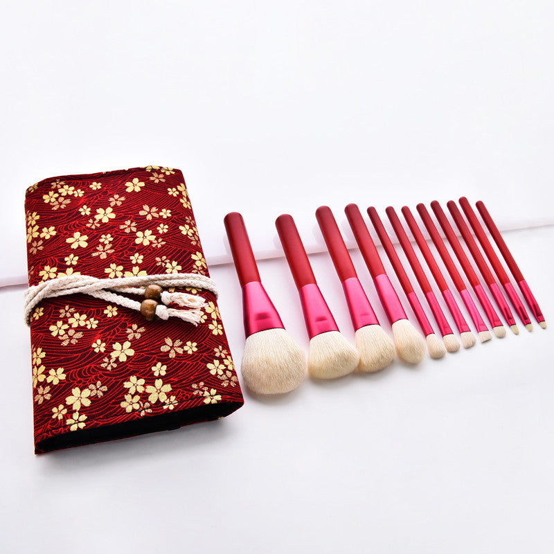 12pcs red makeup brushes