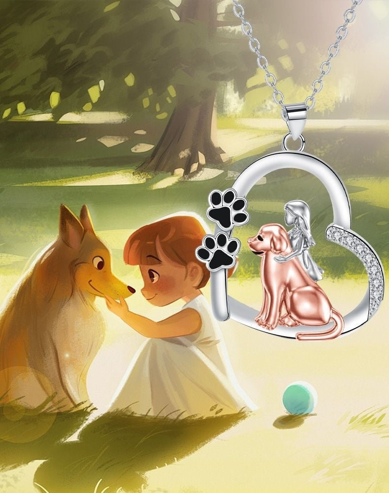 Heart-shaped Dog And Girl Personality Design Necklace Fashion
