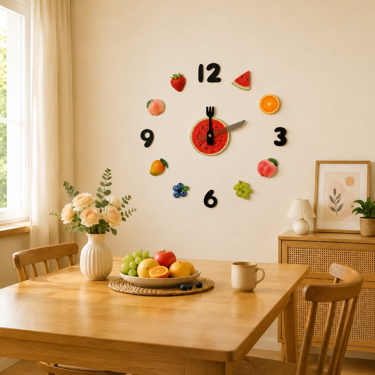 Fruit Decor Magnetic Fridge Wall Clock