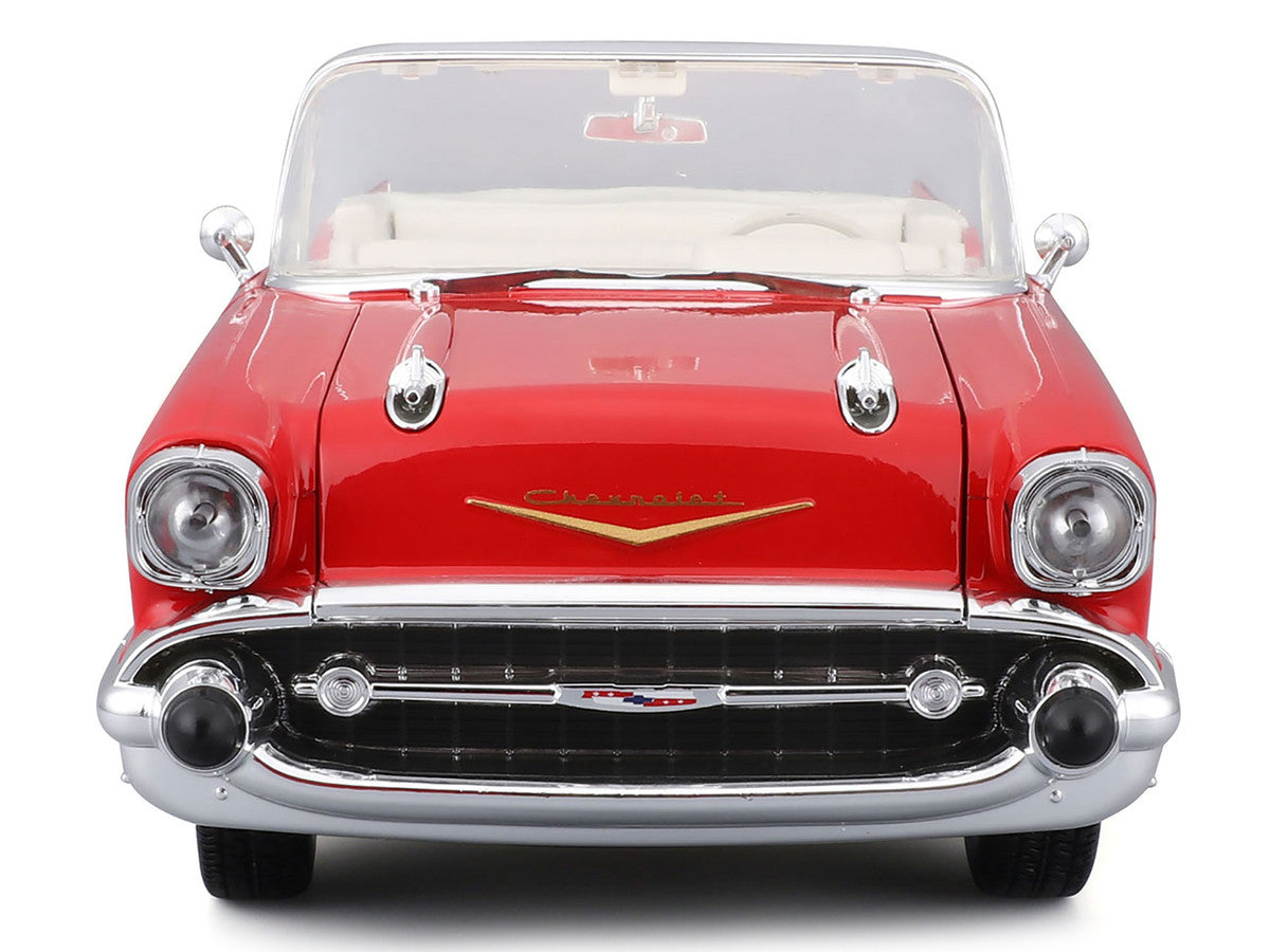 1957 Chevrolet Bel Air Convertible Red with White Interior "Special Edition" Series 1/18 Diecast Model Car by Maisto