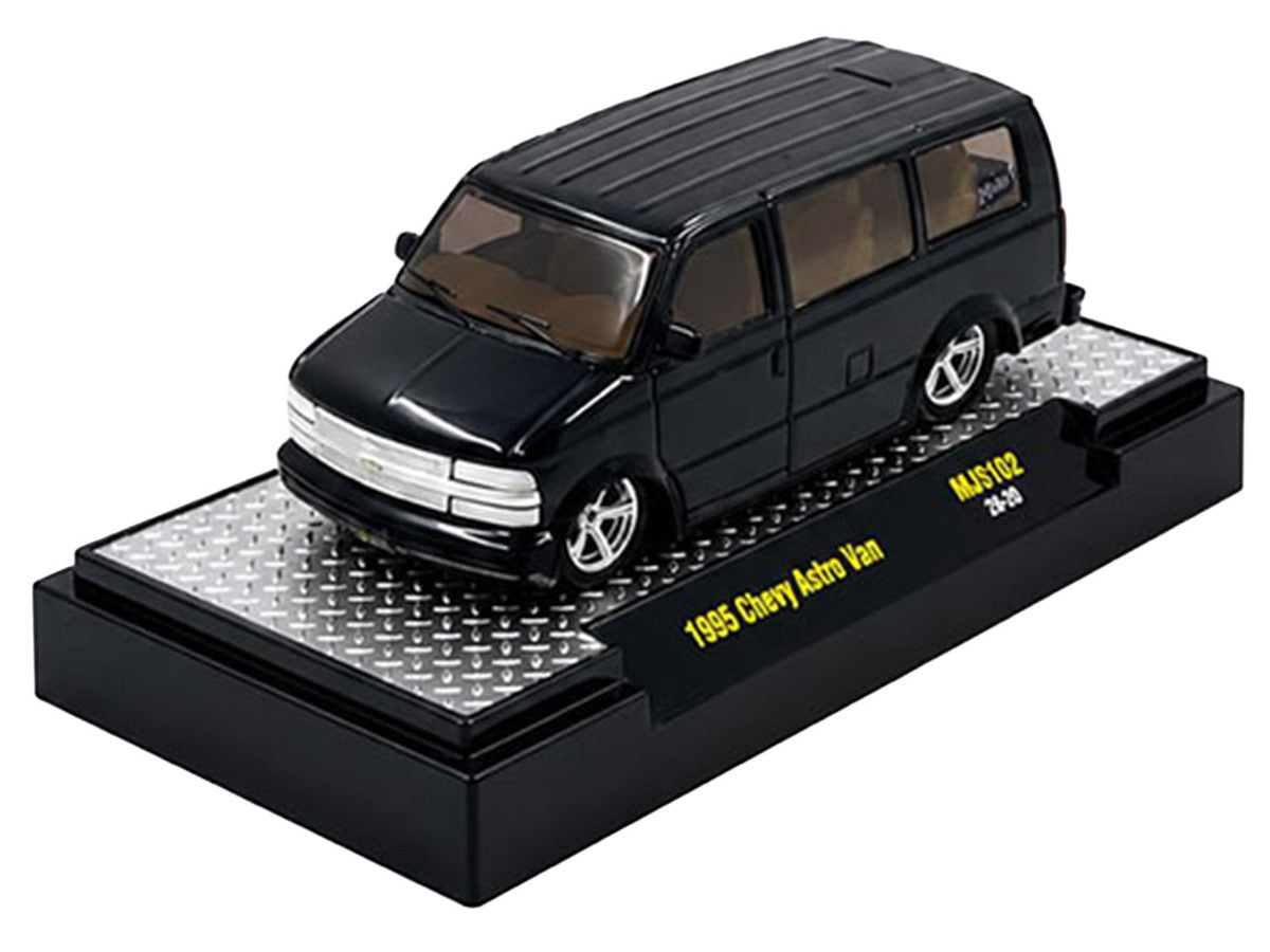 1995 Chevrolet Astro Van "Slow & Low" Black Limited Edition to 6720 pieces Worldwide 1/64 Diecast Model Car by M2 Machines