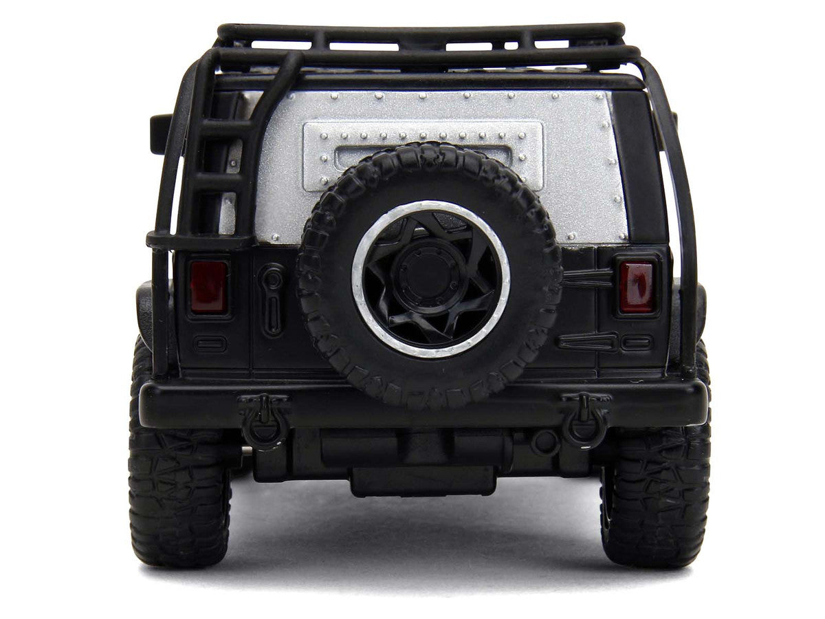 Tej's Jeep Wrangler Custom Silver Metallic with Black Top and Roof Rack "Furious 7" (2015) Movie "25 Years of Fast & Furious" Series 1/32 Diecast Model Car by Jada