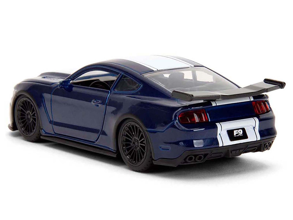 2016 Ford Mustang GT Dark Blue Metallic with White Stripe "F9" (2021) Movie "25 Years of Fast & Furious" Series 1/32 Diecast Model Car by Jada
