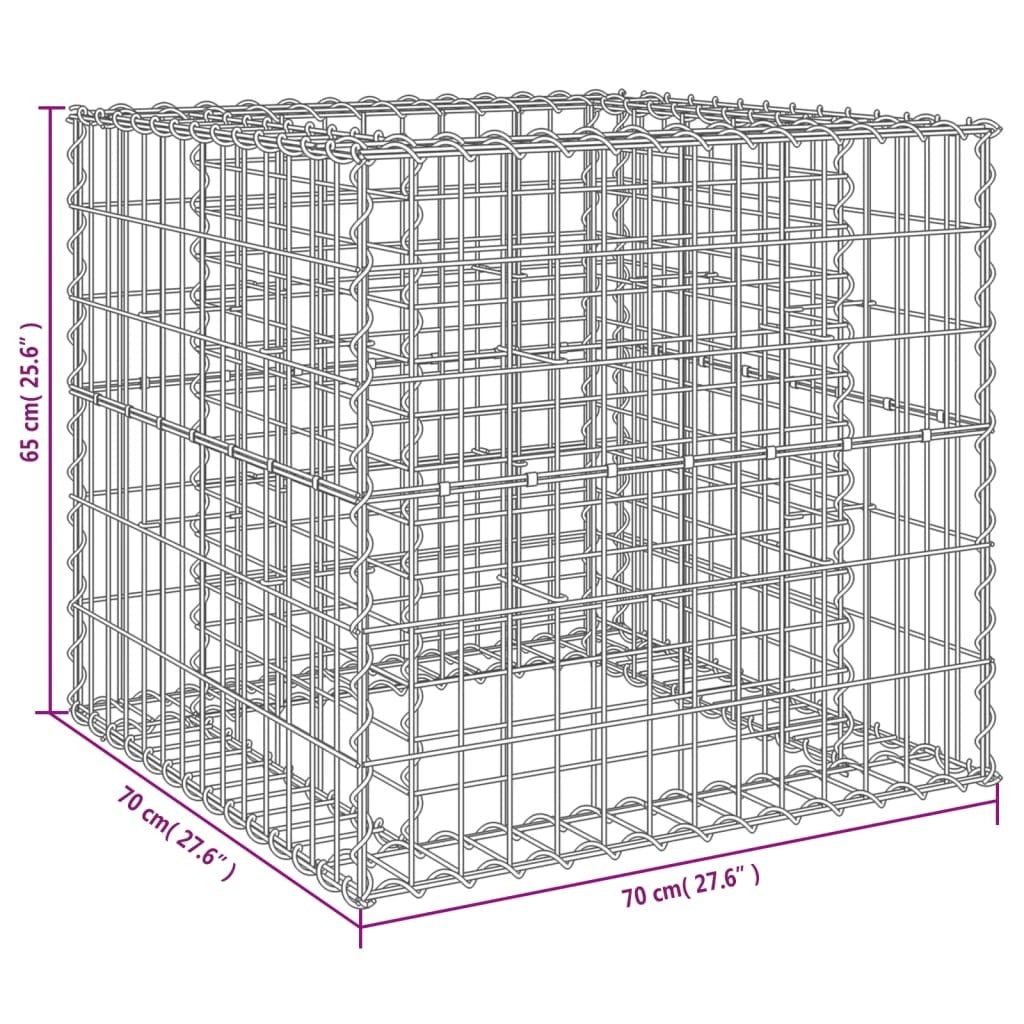 Gabion Basket Silver 27.6"x27.6"x25.6" Galvanized Iron