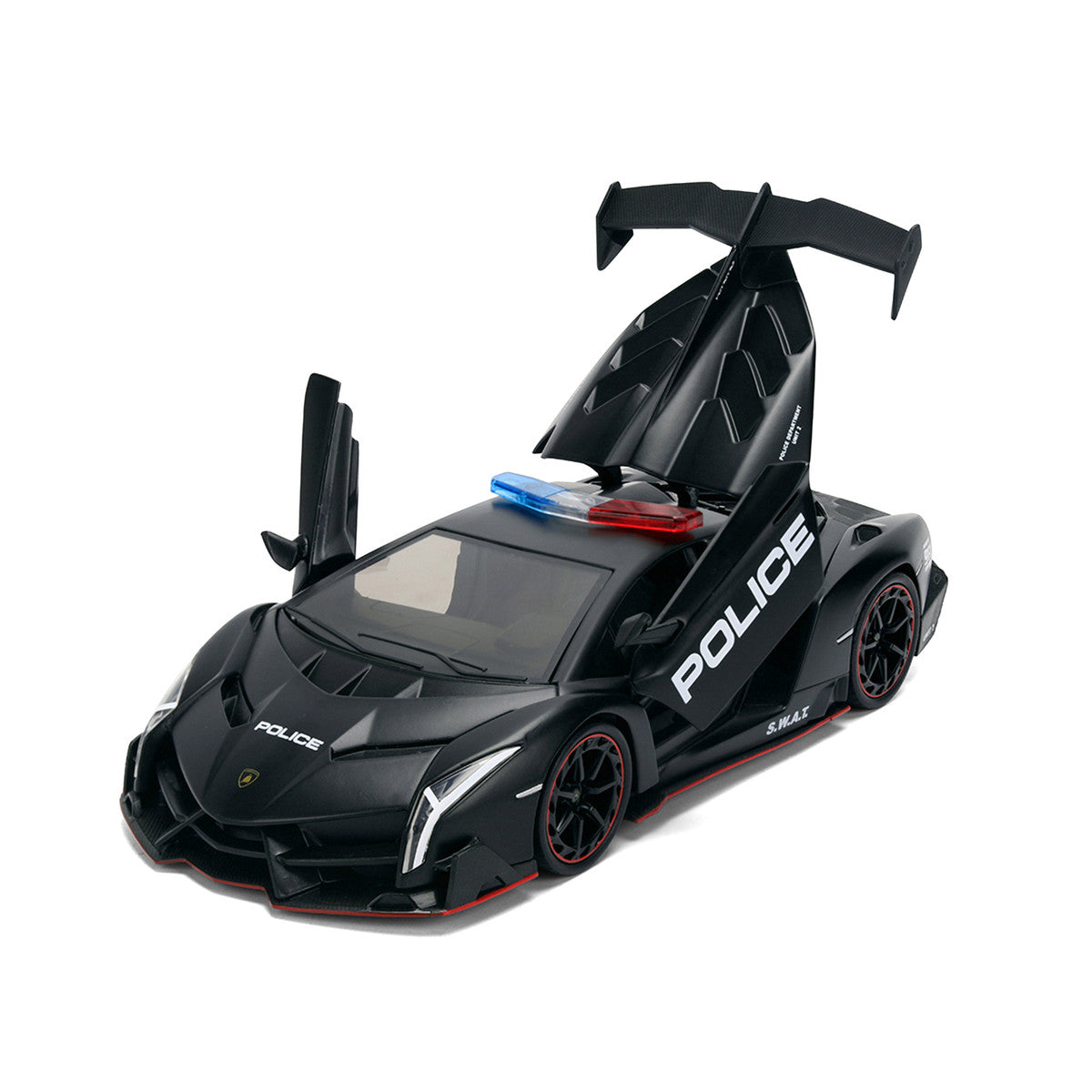 Lamborghini Veneno "Police" Matt Black "Hyper-Spec" Series 1/24 Diecast Model Car by Jada