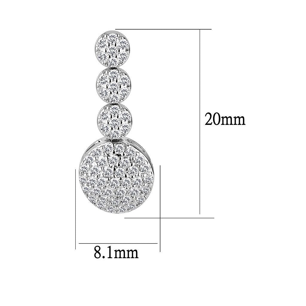 3W1428 - Rhodium Brass Jewelry Sets with AAA Grade CZ in Clear