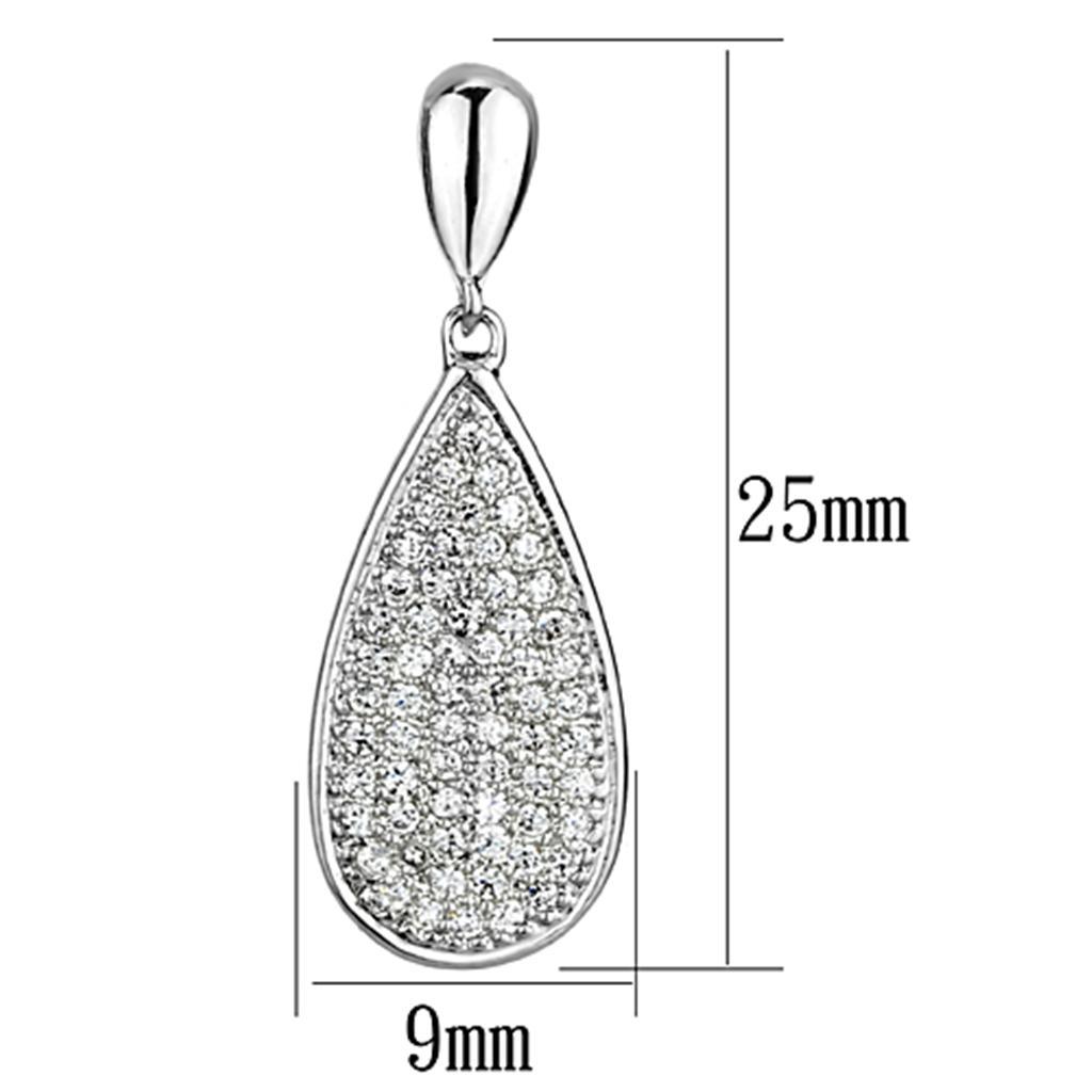 3W380 - Rhodium Brass Earrings with AAA Grade CZ in Clear