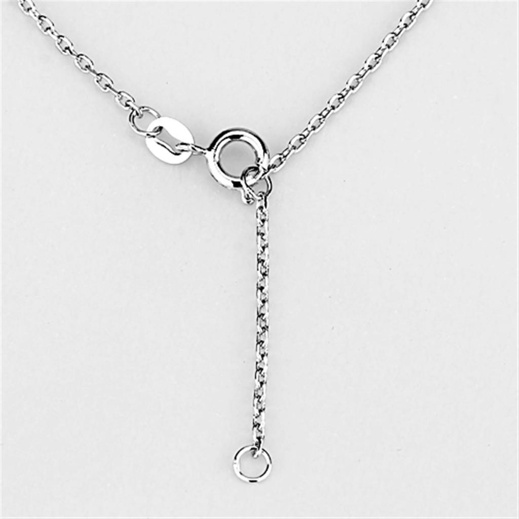 3W433 - Rhodium Brass Necklace with AAA Grade CZ in Clear