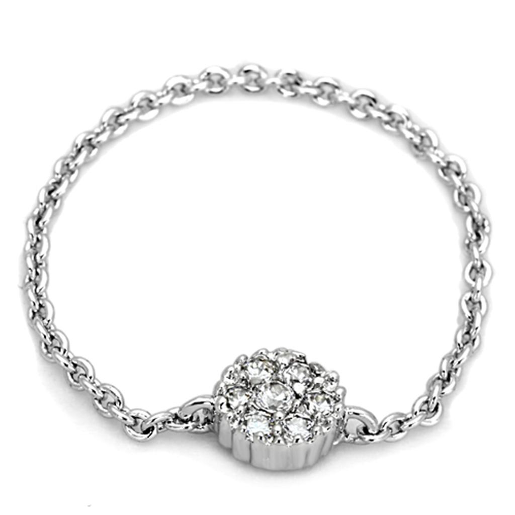 3W516 - Rhodium Brass Ring with AAA Grade CZ in Clear