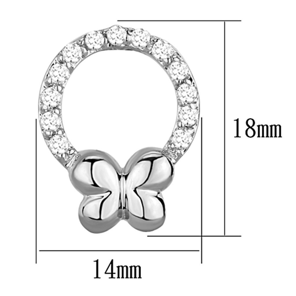 3W620 - Rhodium Brass Earrings with AAA Grade CZ in Clear