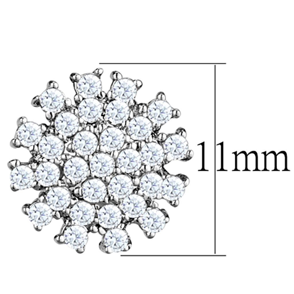 3W694 - Rhodium Brass Earrings with AAA Grade CZ in Clear