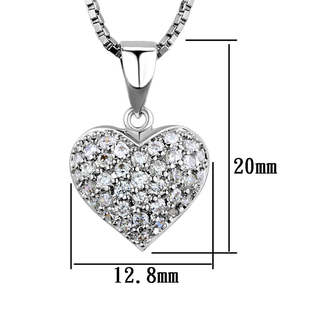 3W793 - Rhodium Brass Chain Pendant with AAA Grade CZ in Clear