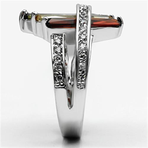 3W025 - Rhodium Brass Ring with AAA Grade CZ in Multi Color