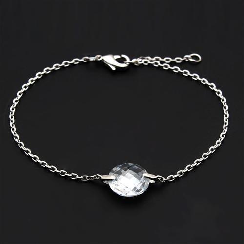3W066 - Rhodium Brass Bracelet with AAA Grade CZ in Clear