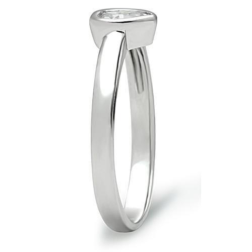 3W107 - Rhodium Brass Ring with AAA Grade CZ in Clear