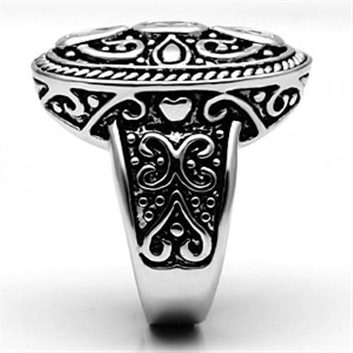 3W252 - Rhodium Brass Ring with AAA Grade CZ in Clear