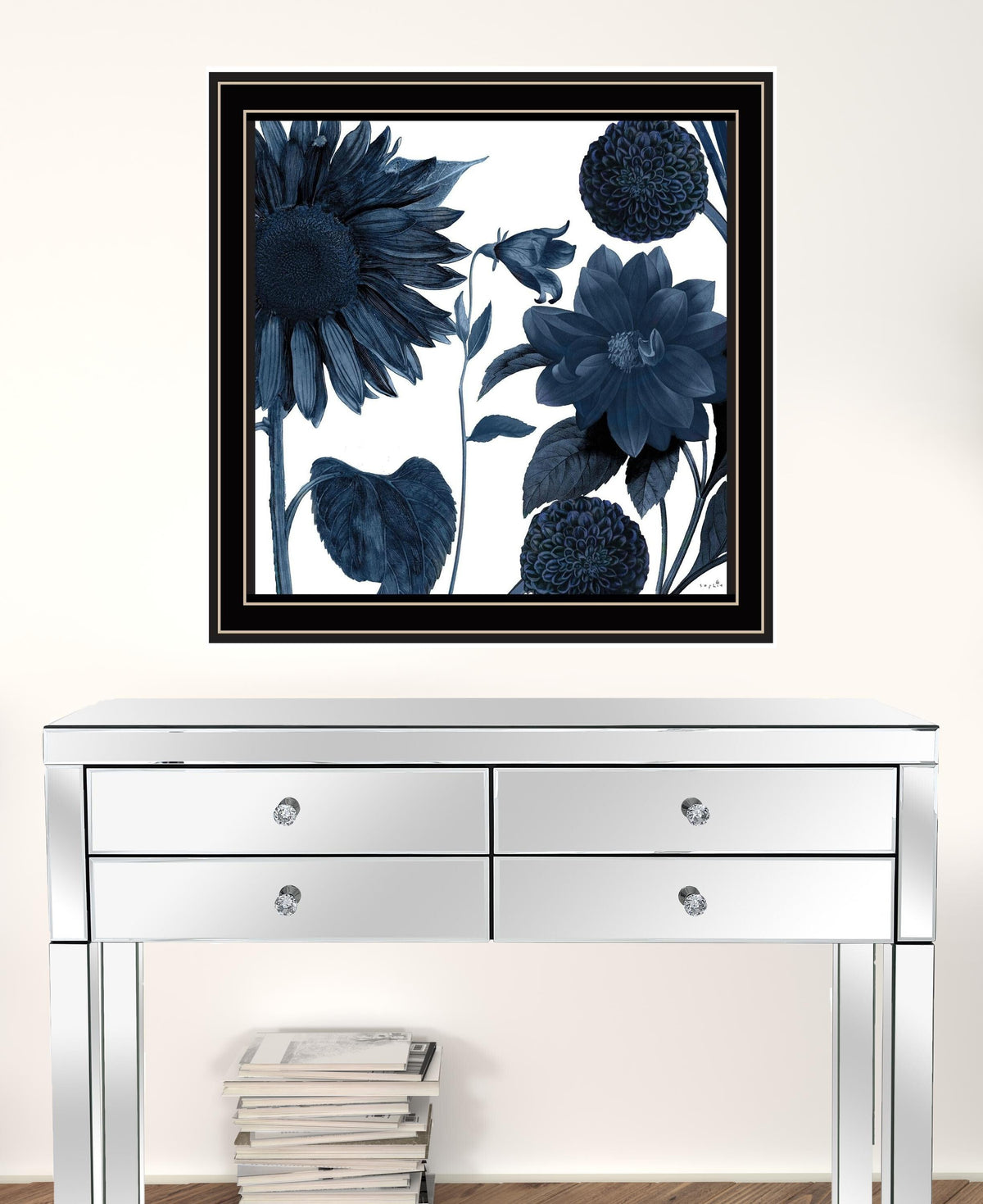 Set Of Two Sunflower Blues 1 Black Framed Print Wall Art