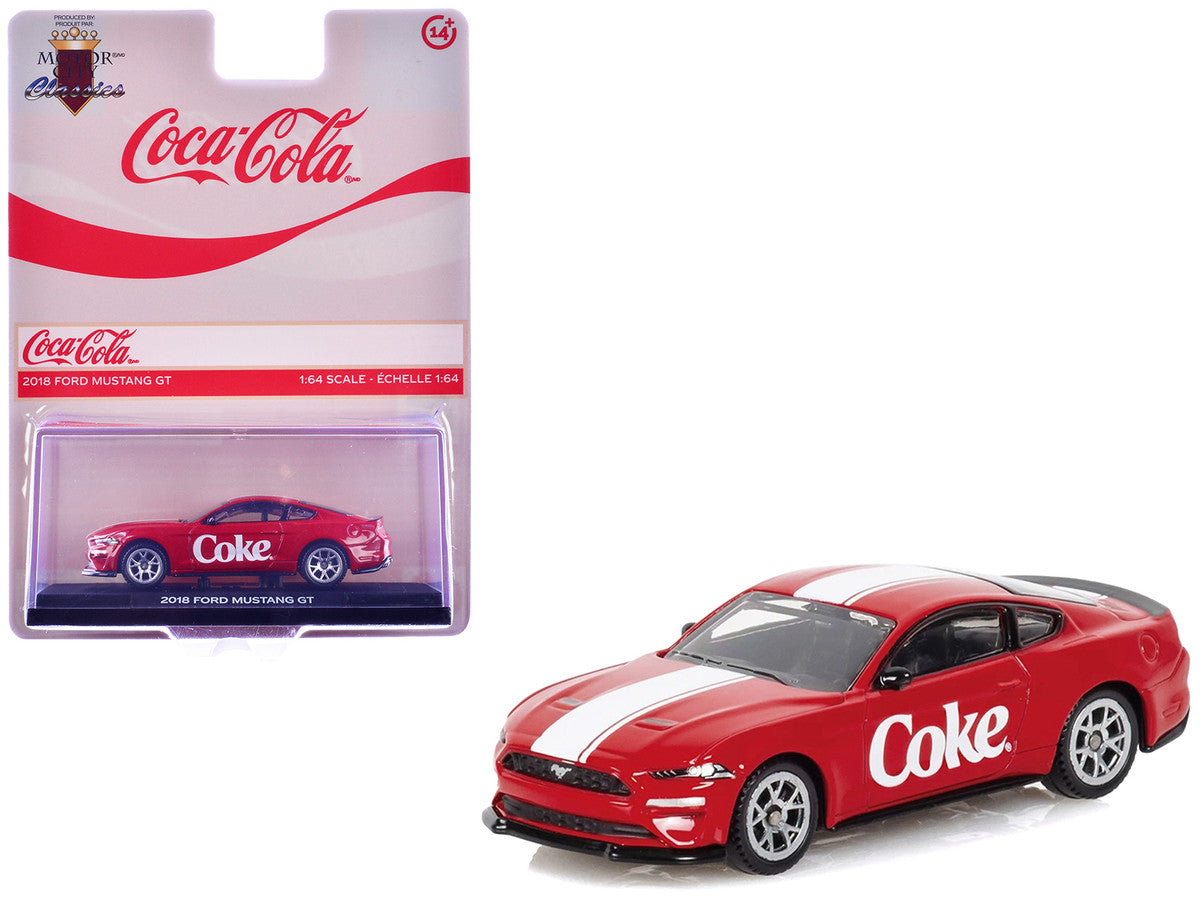 2018 Ford Mustang GT "Coca-Cola" Red with White Stripes 1/64 Diecast Model by Motorcity Classics