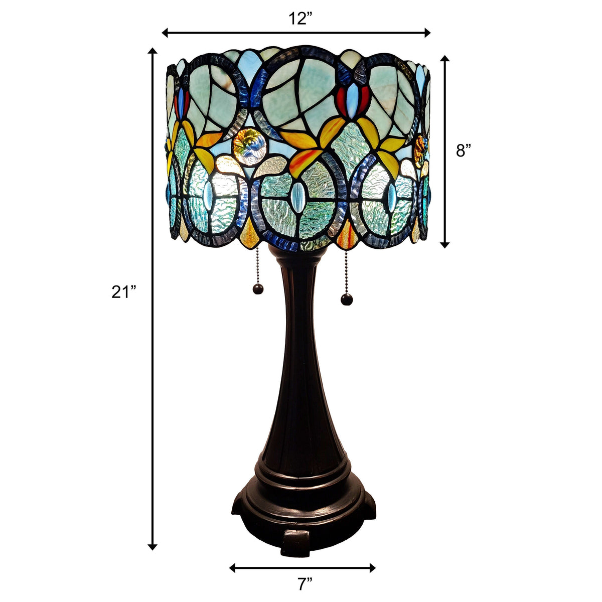 22" Dark Brown Metal Two Light Candlestick Table Lamp With Green Shade
