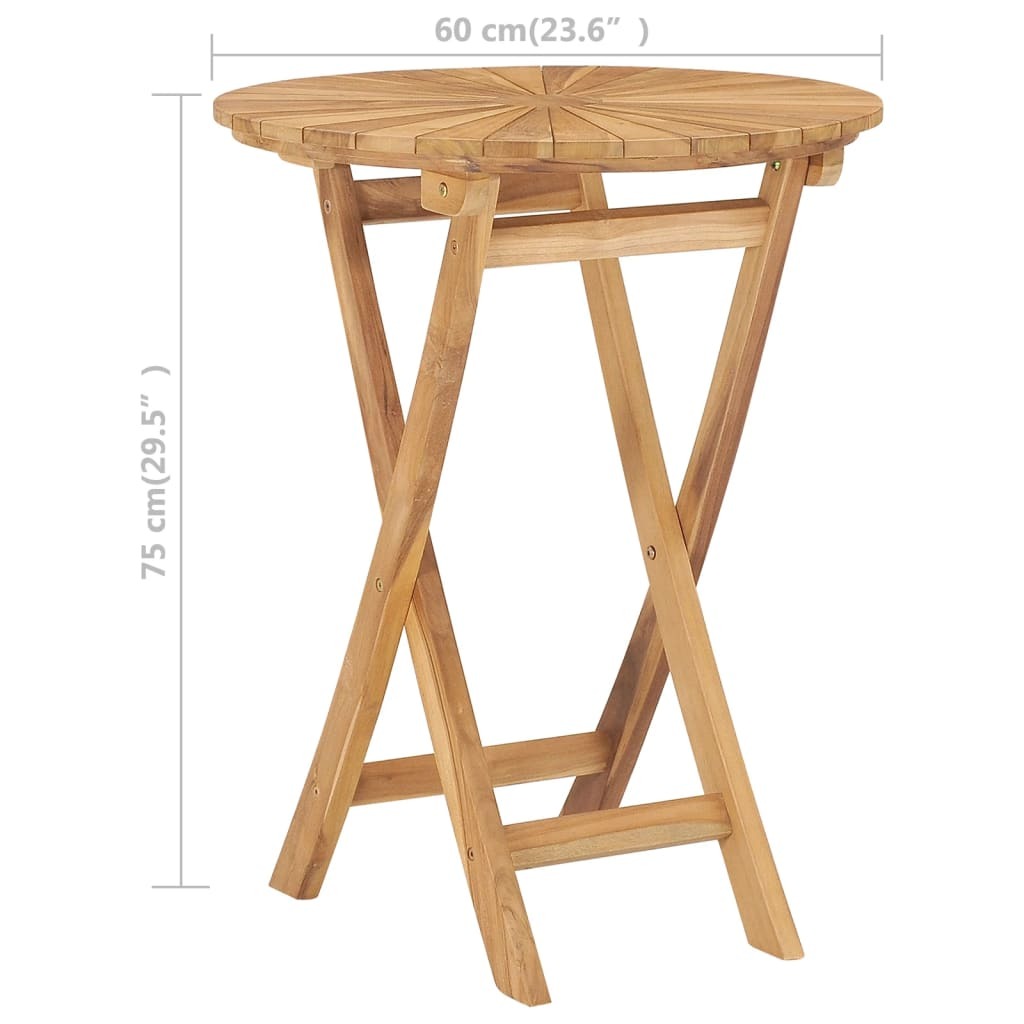 Folding Patio Table 23.6" Solid Teak Wood