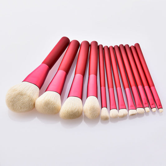 12pcs red makeup brushes