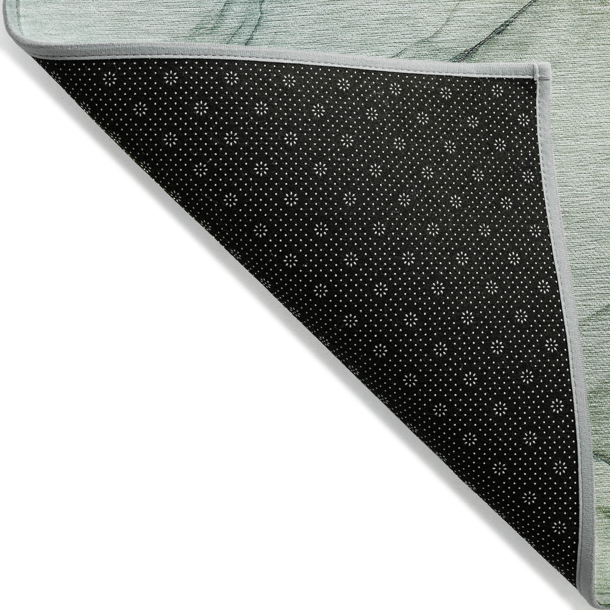 8' Runner Green Abstract Washable Non Skid Indoor Outdoor Runner Rug