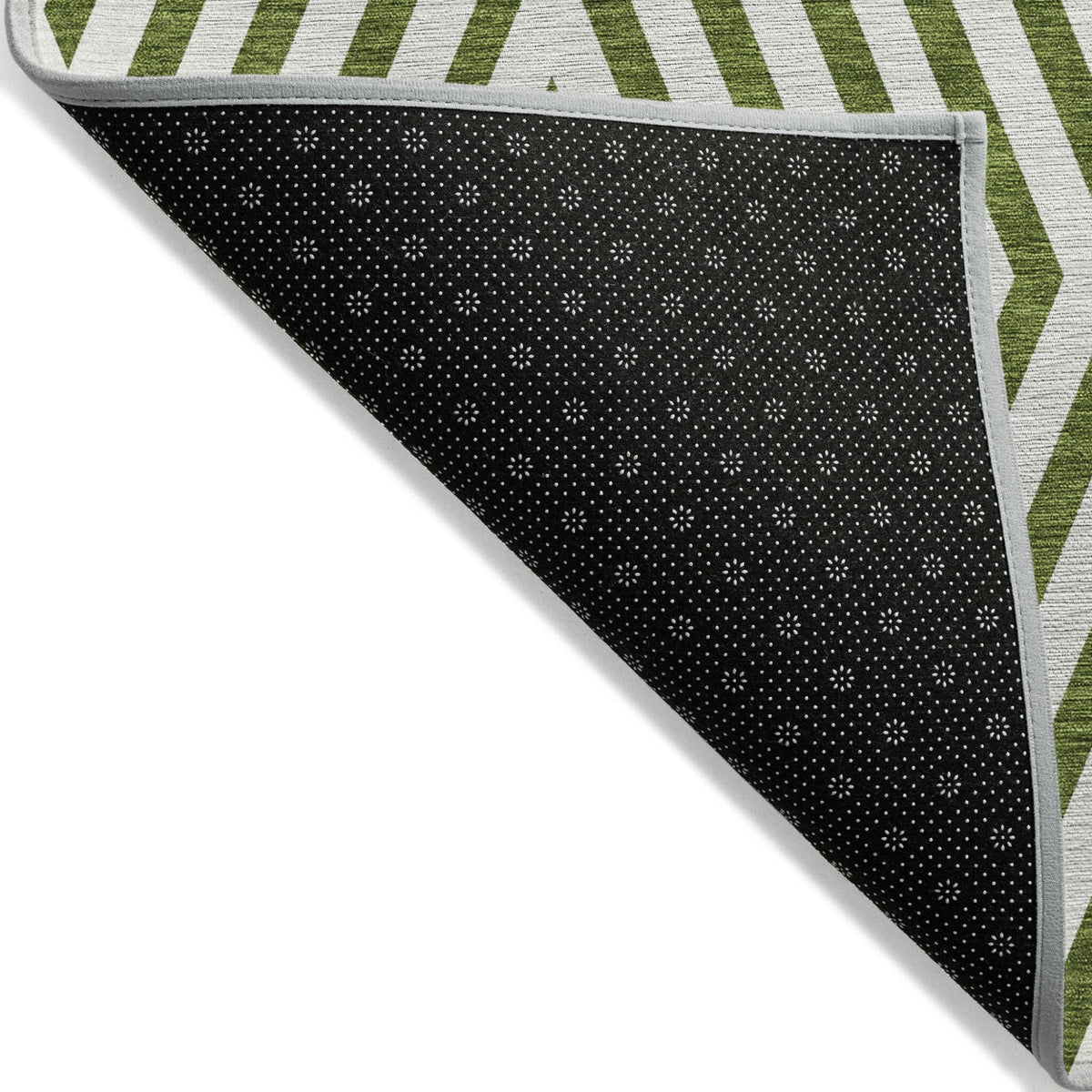 8' Runner Lime Green and White Geometric Washable Non Skid Indoor Outdoor Runner Rug