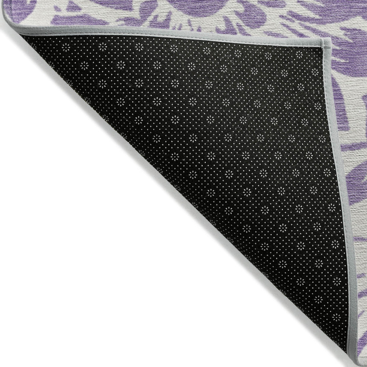3' X 5' Purple and Ivory Floral Washable Non Skid Indoor Outdoor Area Rug