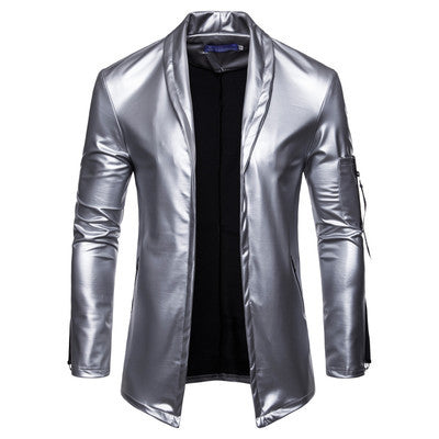 Youth Fitted PU Leather Motorcycle Jacket - Four-Season Biker Jacket with Knit Sleeves & Zipper Closure