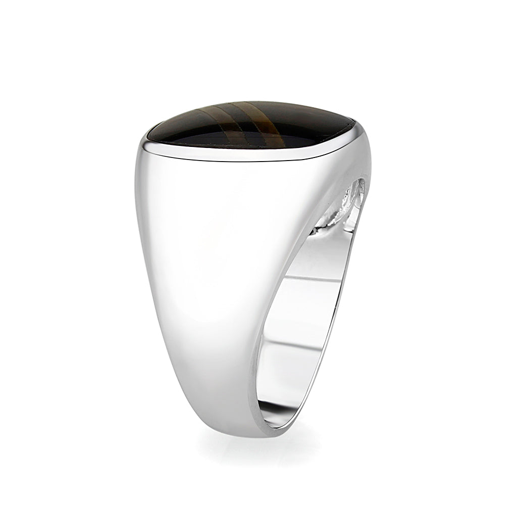 LO5M019- Brass Ring with Epoxy in Jet Rhodium Plated