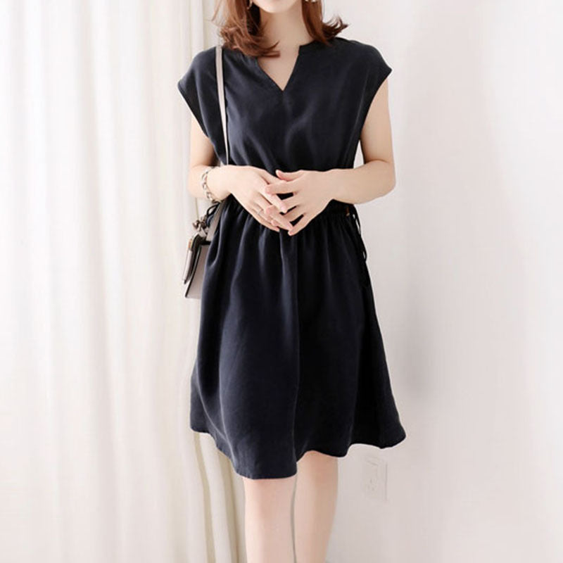 Dress dress solid color short sleeve chiffon skirt women